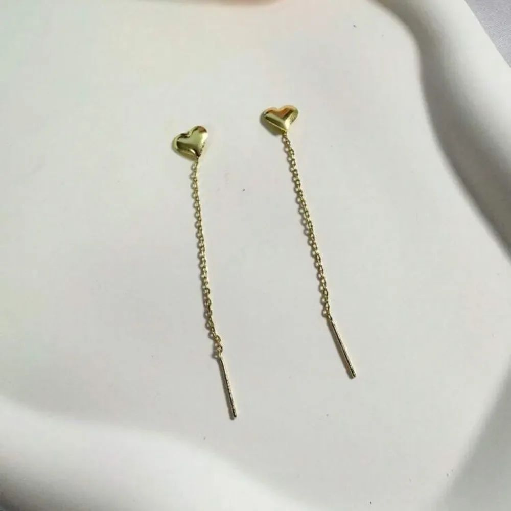 Gold Heart Drop Earrings A1544